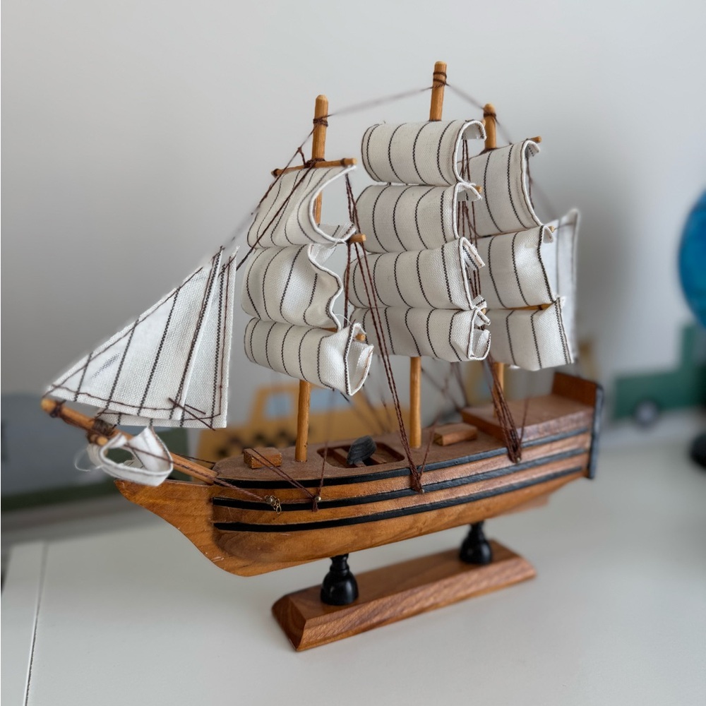 Wooden Model Sailing Ship Decor